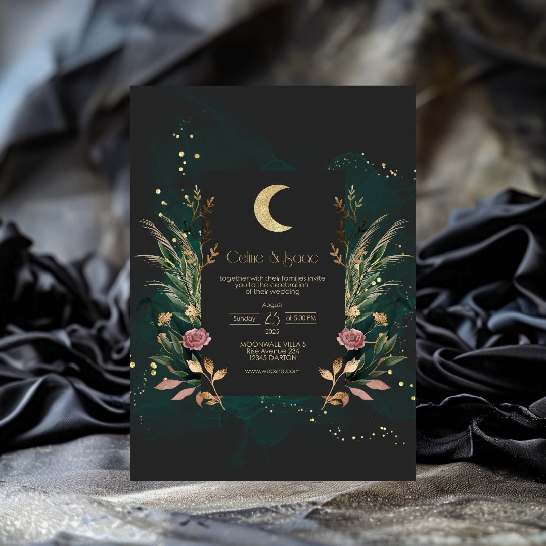 Celestial Romantic Floral Garden Wedding Invitation