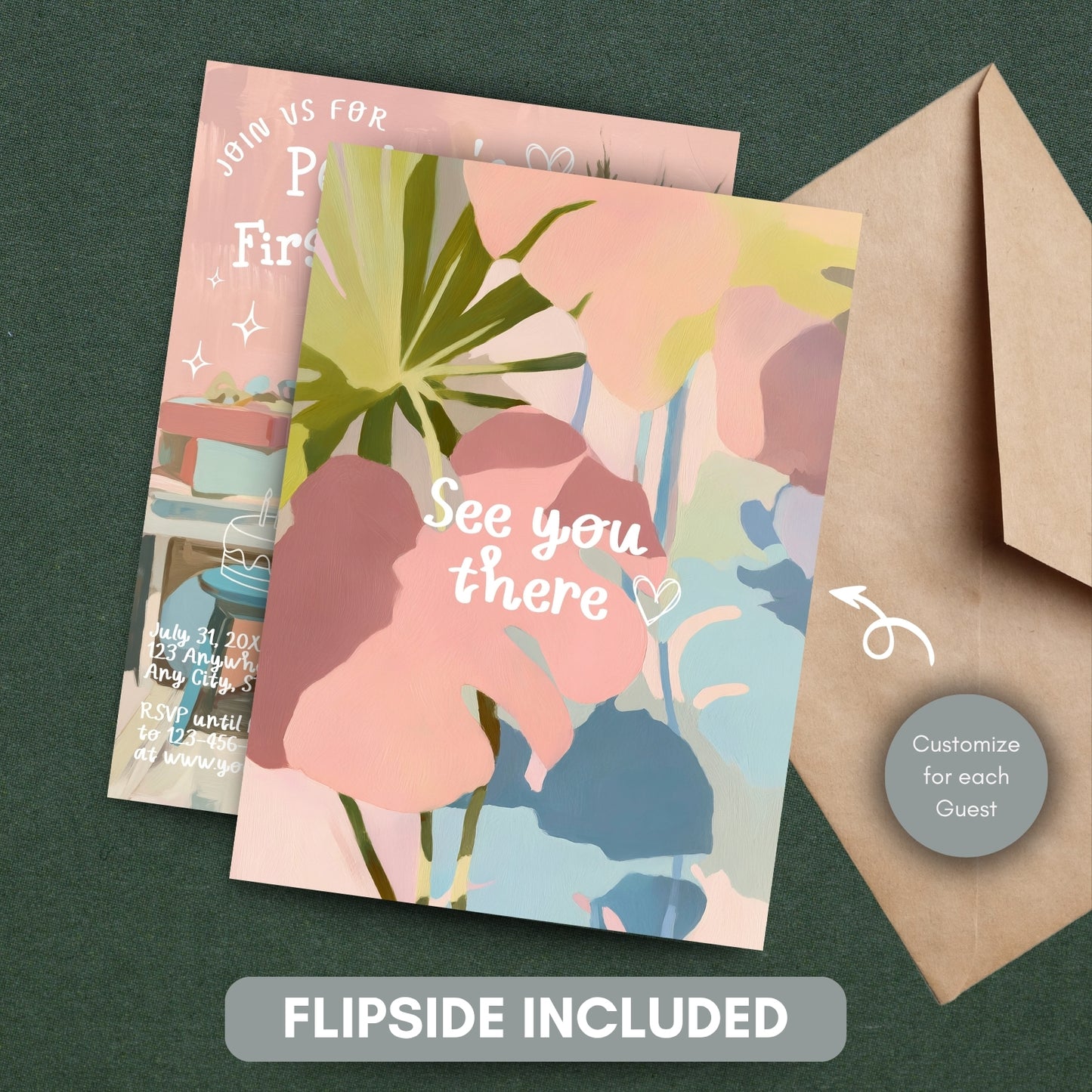First Birthday Baby Party Template with Pastel Design - Kids Birthday Invitation