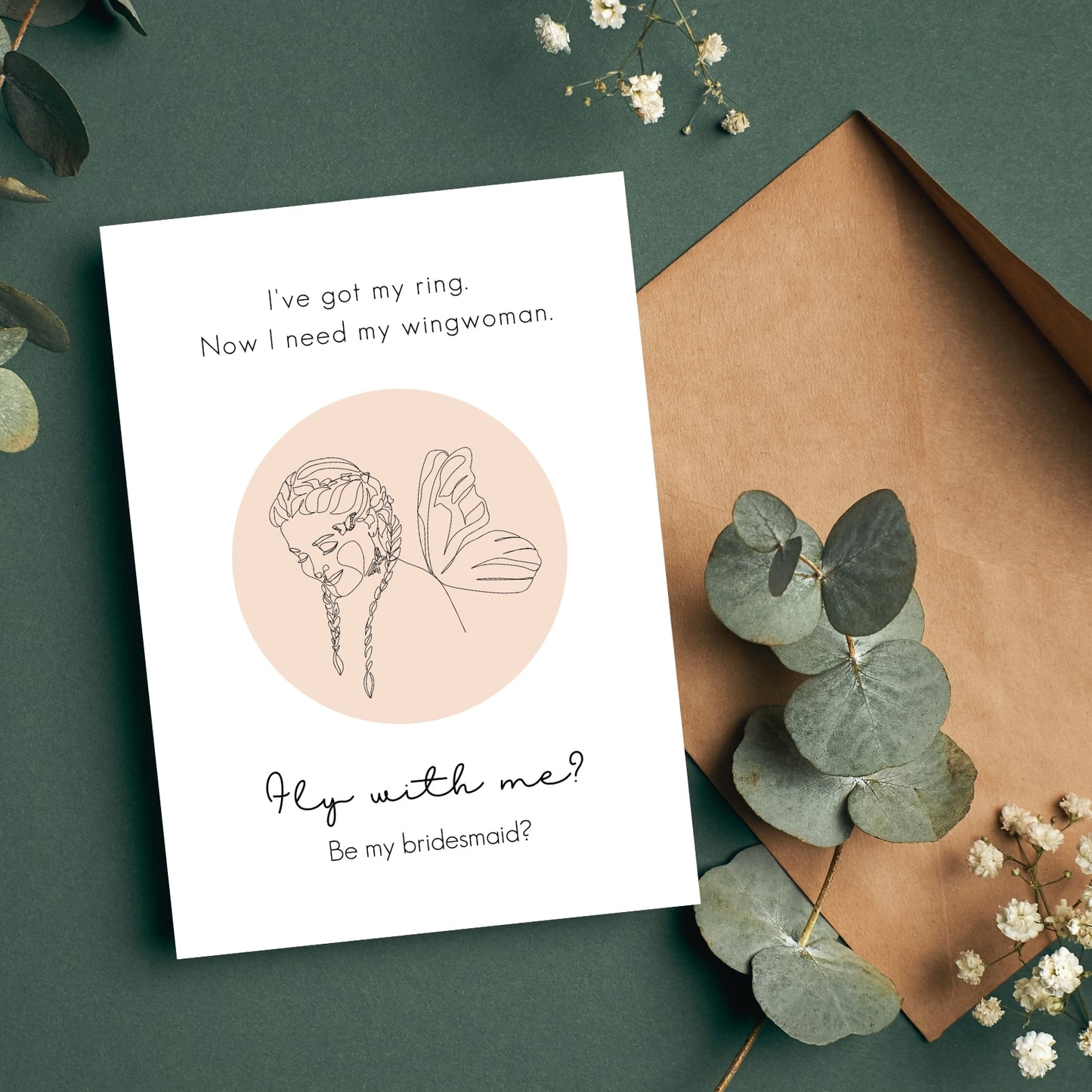 Bridesmaid Proposal - Be my Wingwoman, Butterfly, Minimalist Design