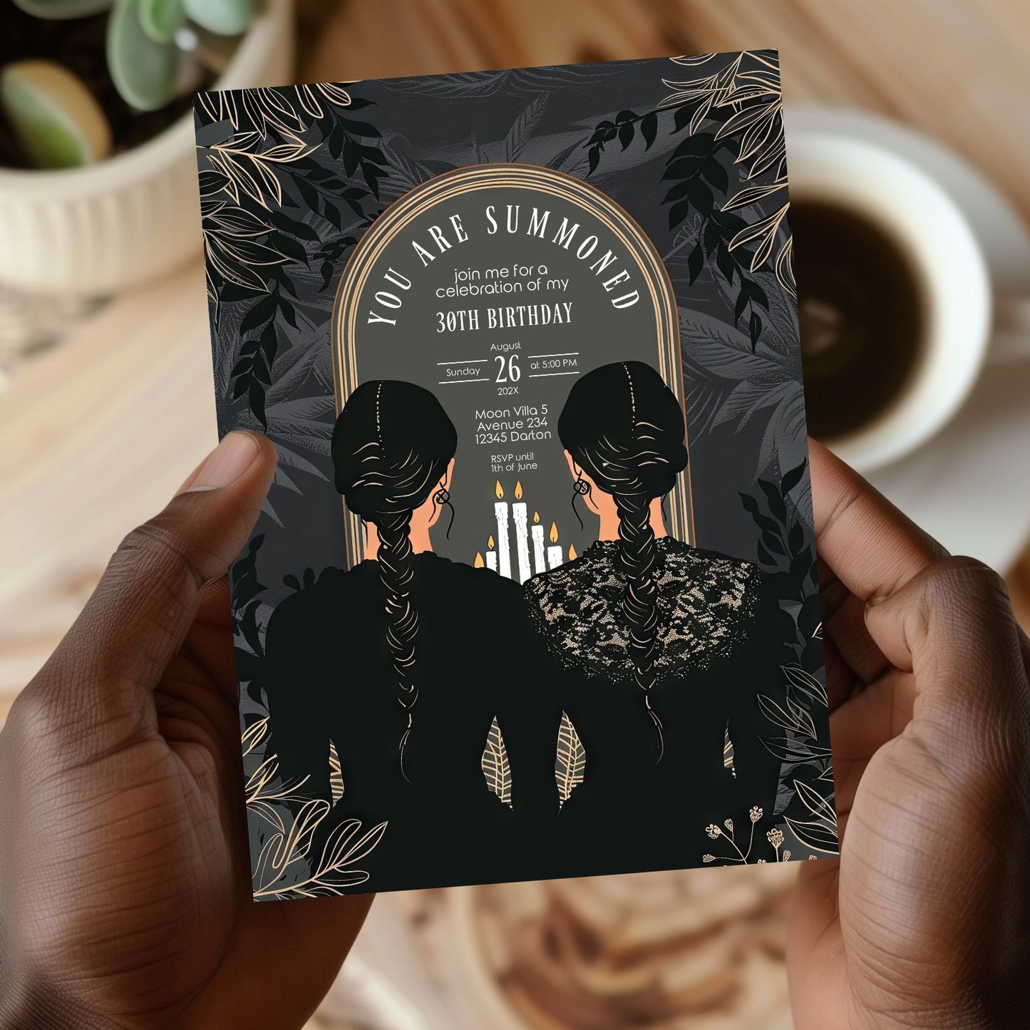 Gothic Witches Sisters Birthday Party Invitation