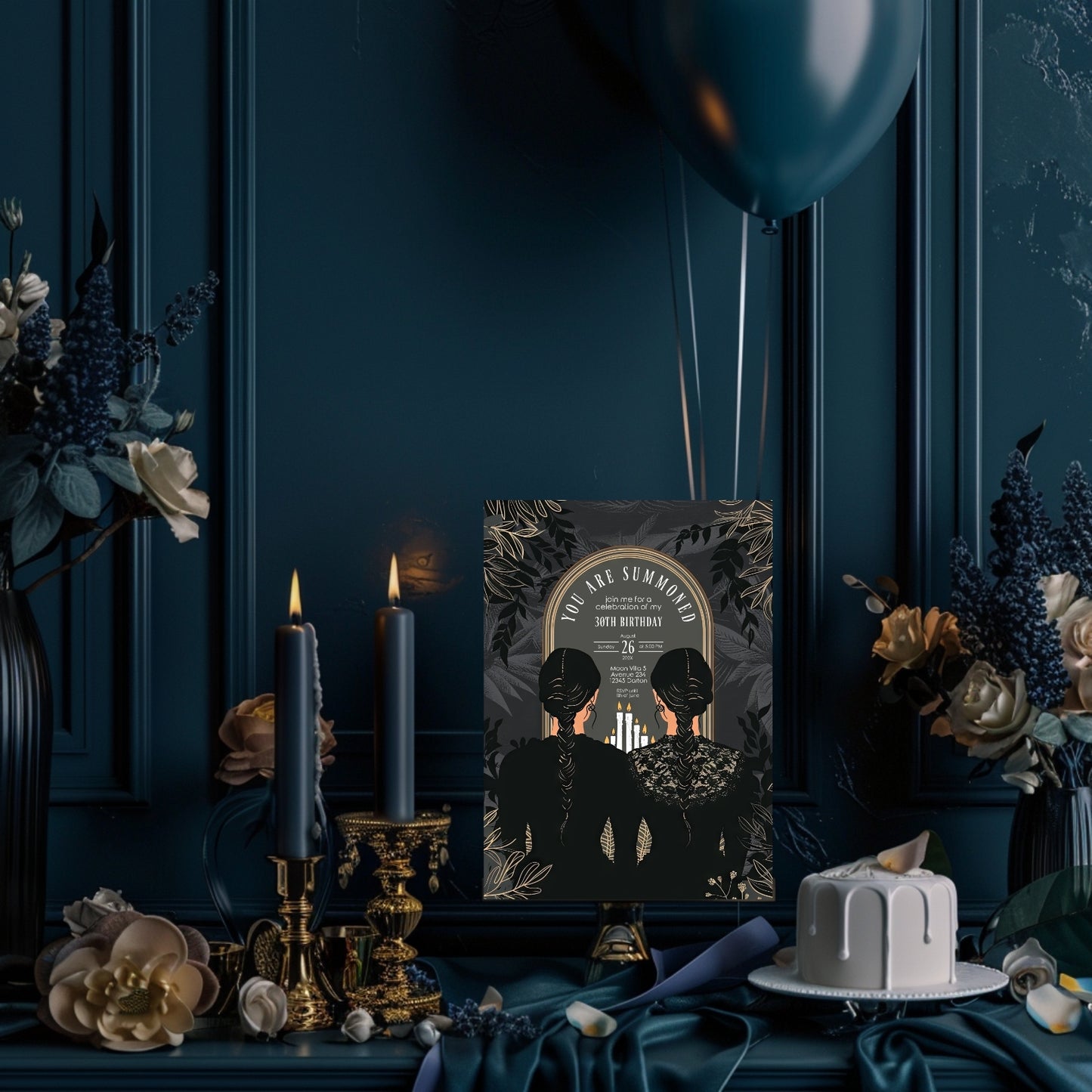 Gothic Witches Sisters Birthday Party Invitation