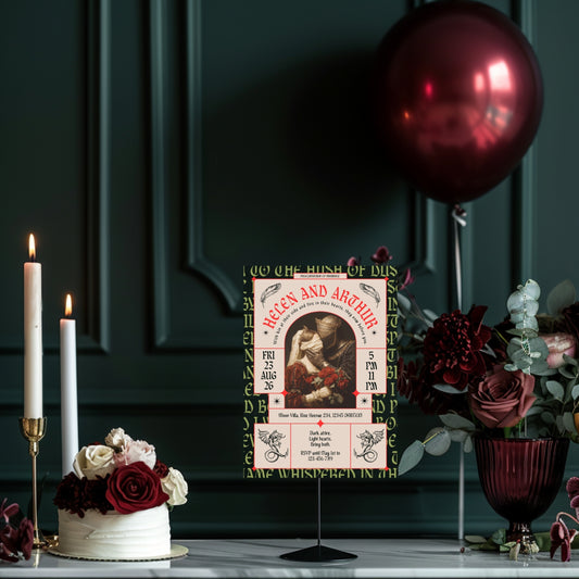Gothic Renaissance Wedding Invitation – Romantic Fantasy Design and Modern Medieval Art Blend