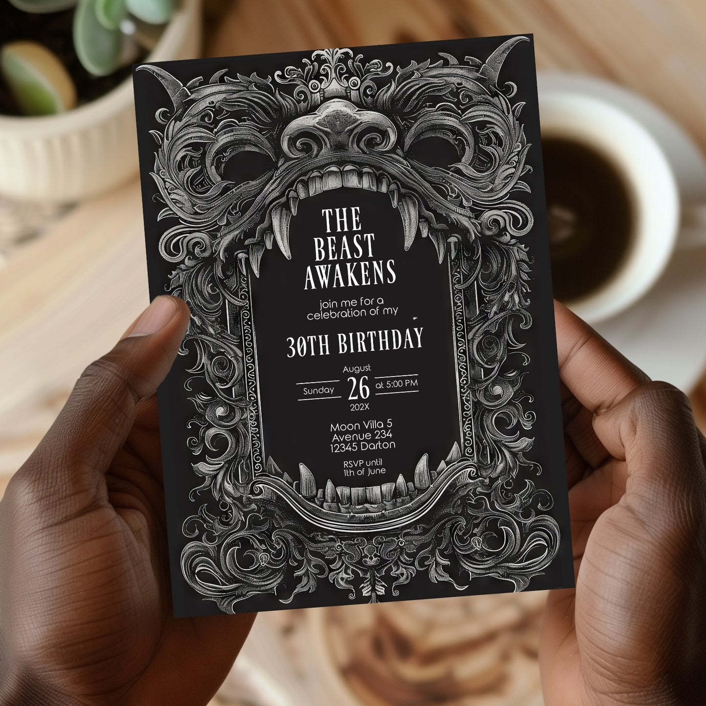 Gothic Dragon Birthday Party Invitation | Mystical Chinese Artistry Blend