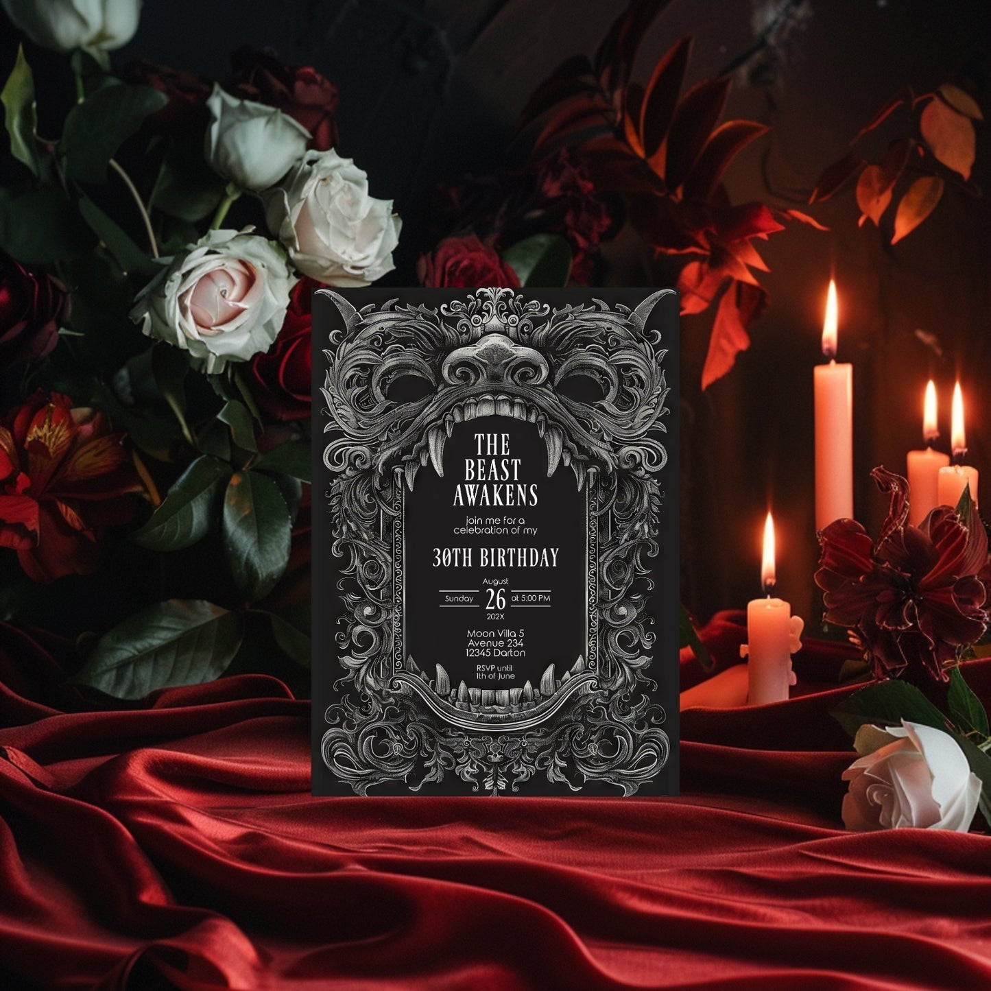 Gothic Dragon Birthday Party Invitation | Mystical Chinese Artistry Blend