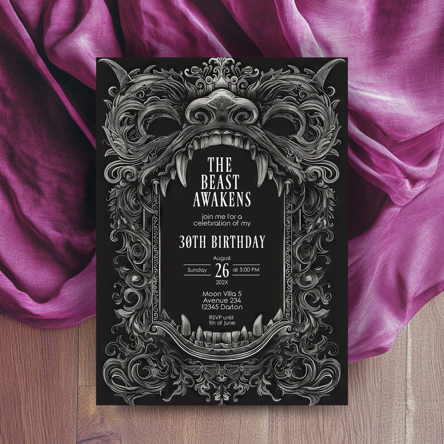 Gothic Dragon Birthday Party Invitation | Mystical Chinese Artistry Blend