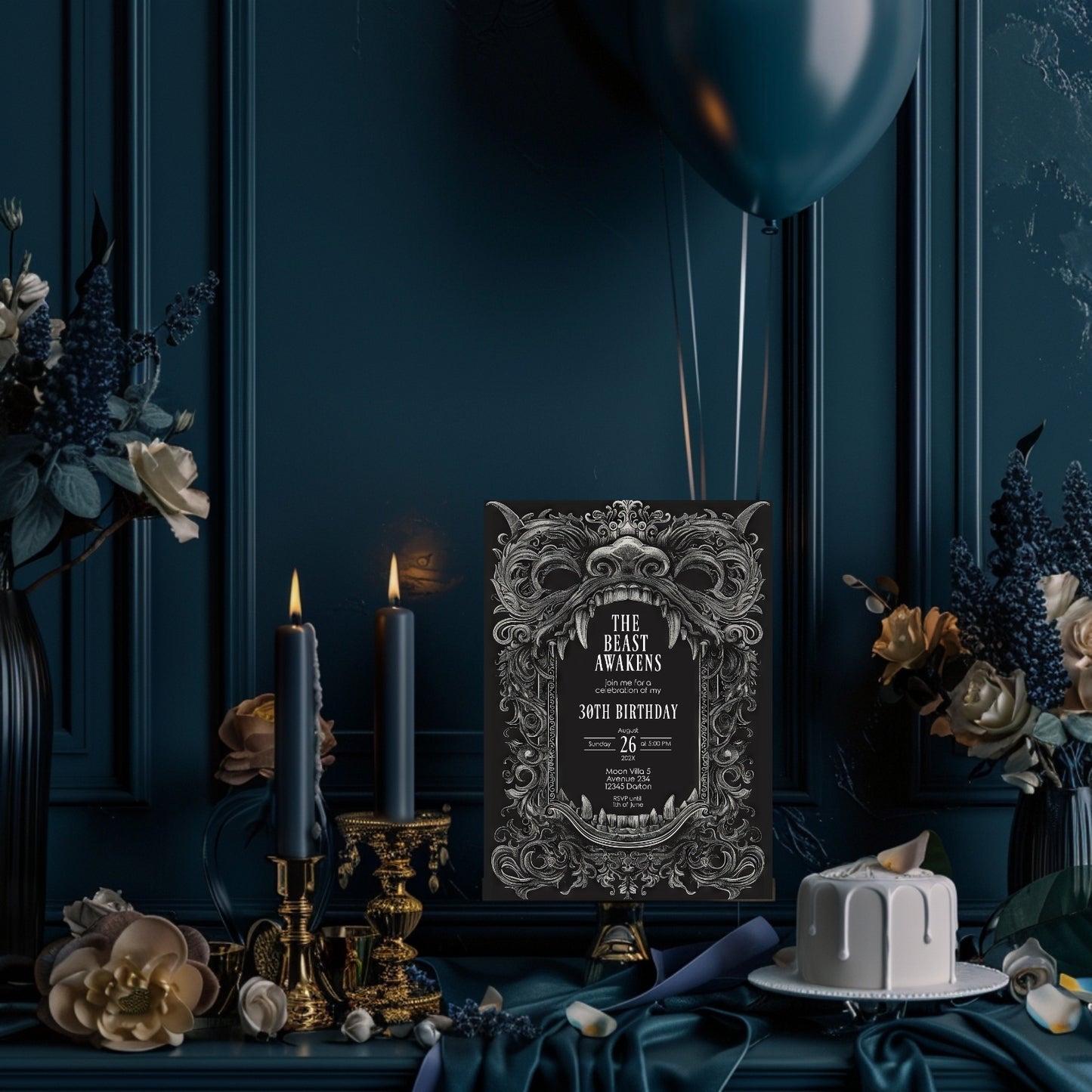 Gothic Dragon Birthday Party Invitation | Mystical Chinese Artistry Blend