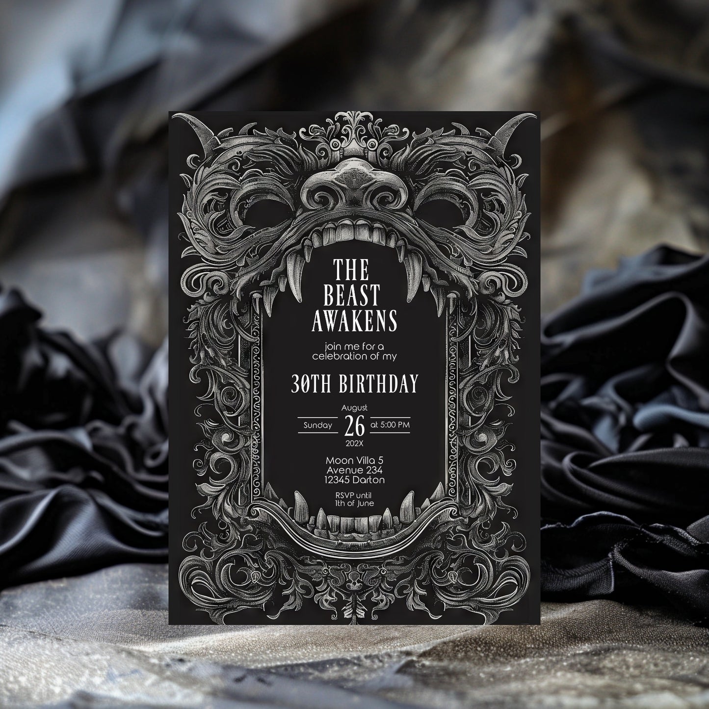 Gothic Dragon Birthday Party Invitation | Mystical Chinese Artistry Blend