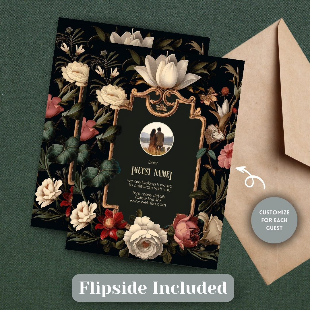 Elegant Vintage Dark Baroque Wedding Invitation