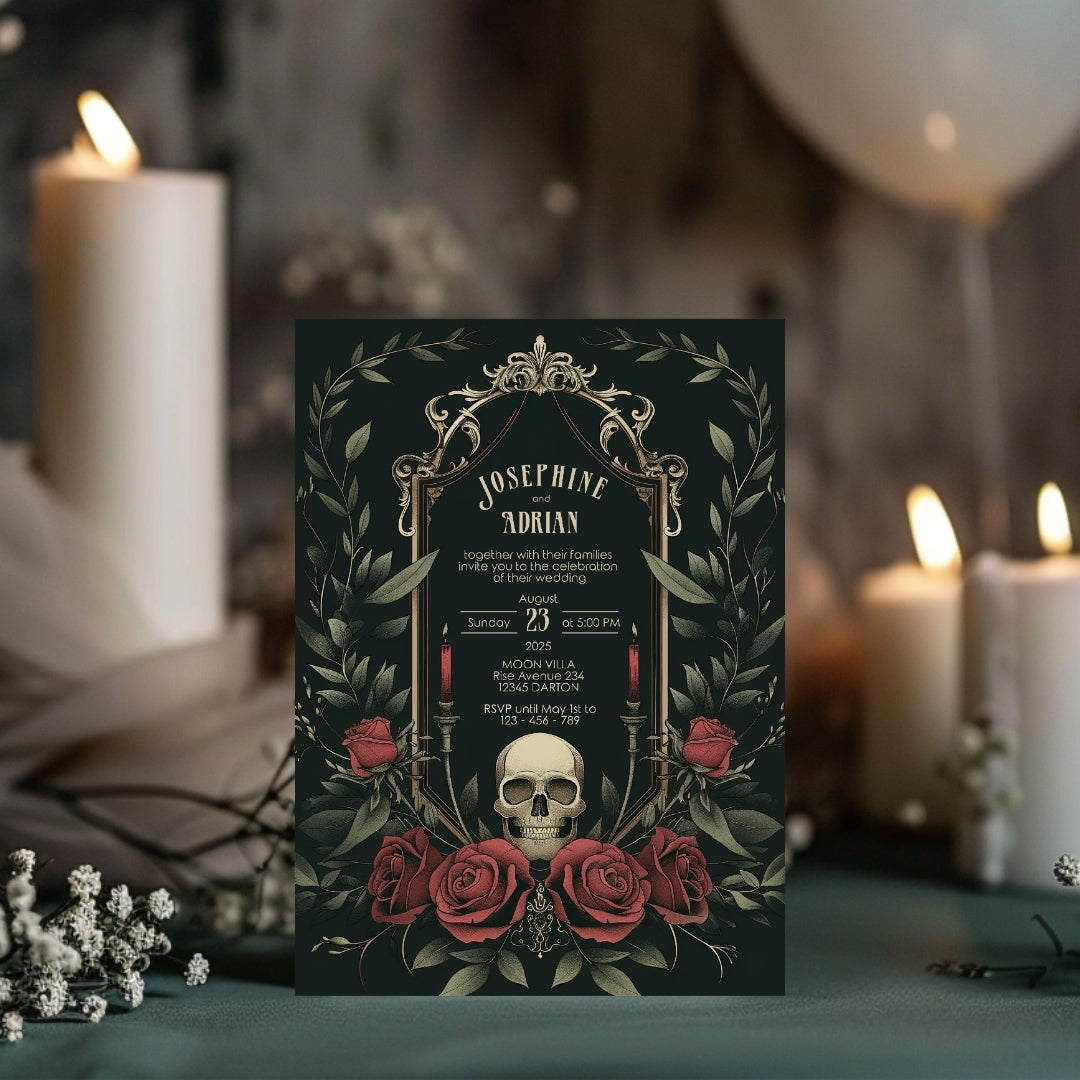 Romantic Skull Wedding Invitation