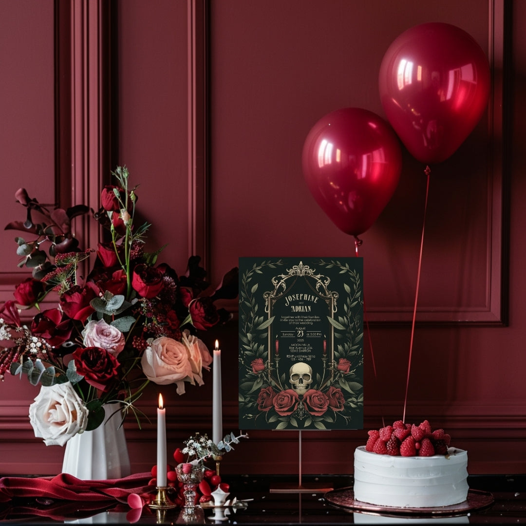 Romantic Skull Wedding Invitation