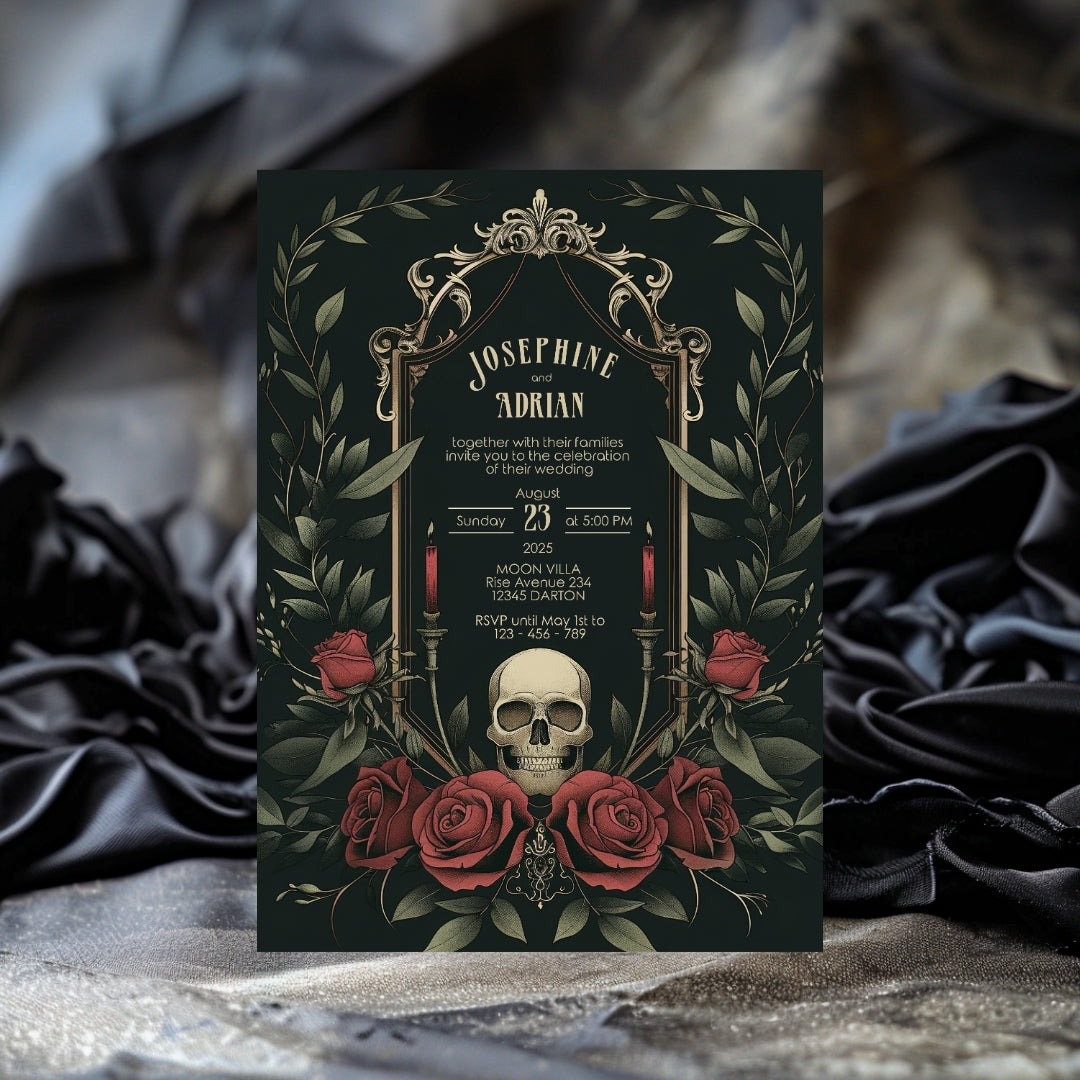 Romantic Skull Wedding Invitation