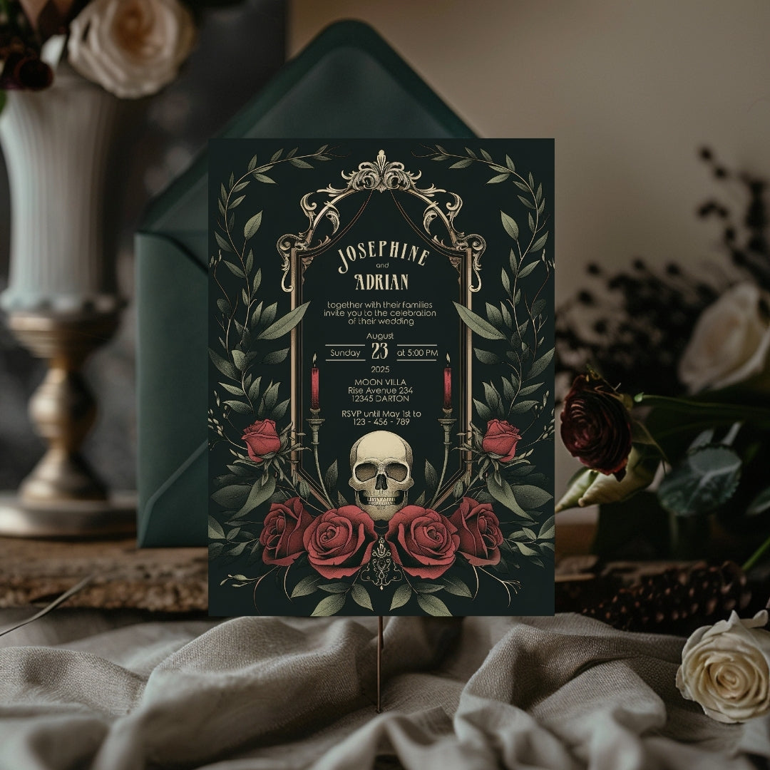 Romantic Skull Wedding Invitation
