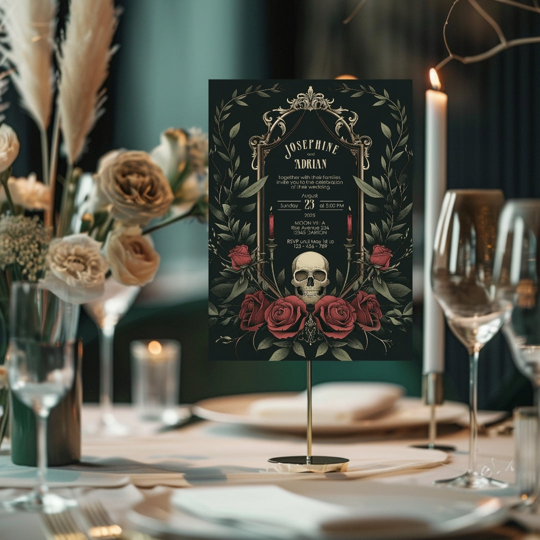 Romantic Skull Wedding Invitation