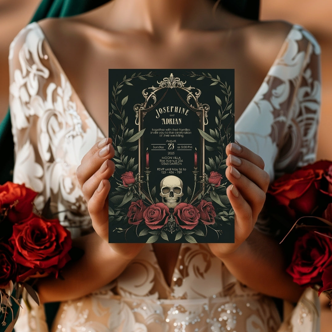 Romantic Skull Wedding Invitation