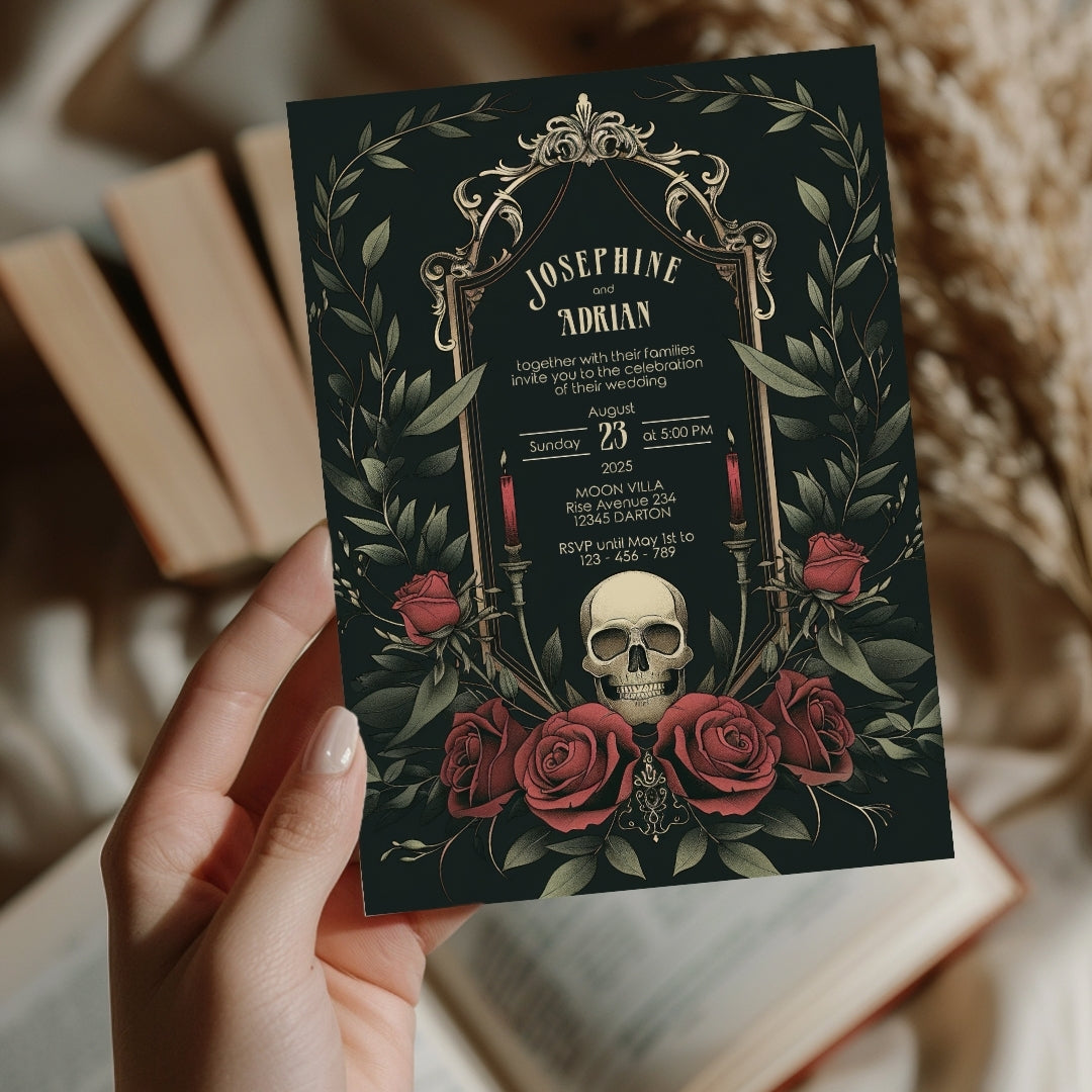 Romantic Skull Wedding Invitation