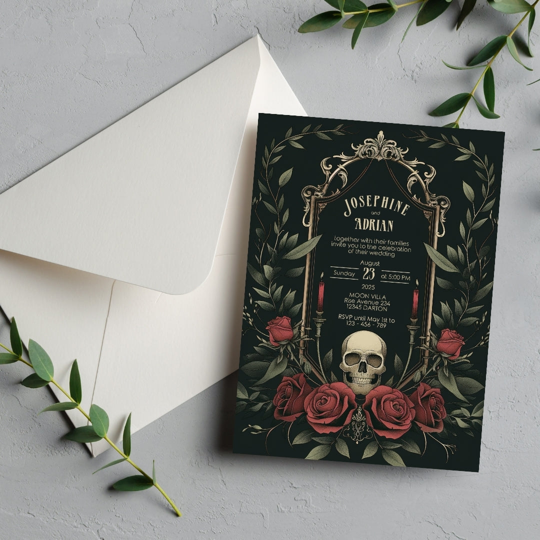 Romantic Skull Wedding Invitation