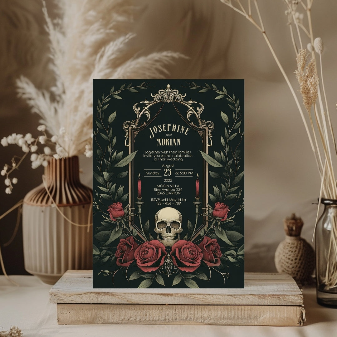 Romantic Skull Wedding Invitation