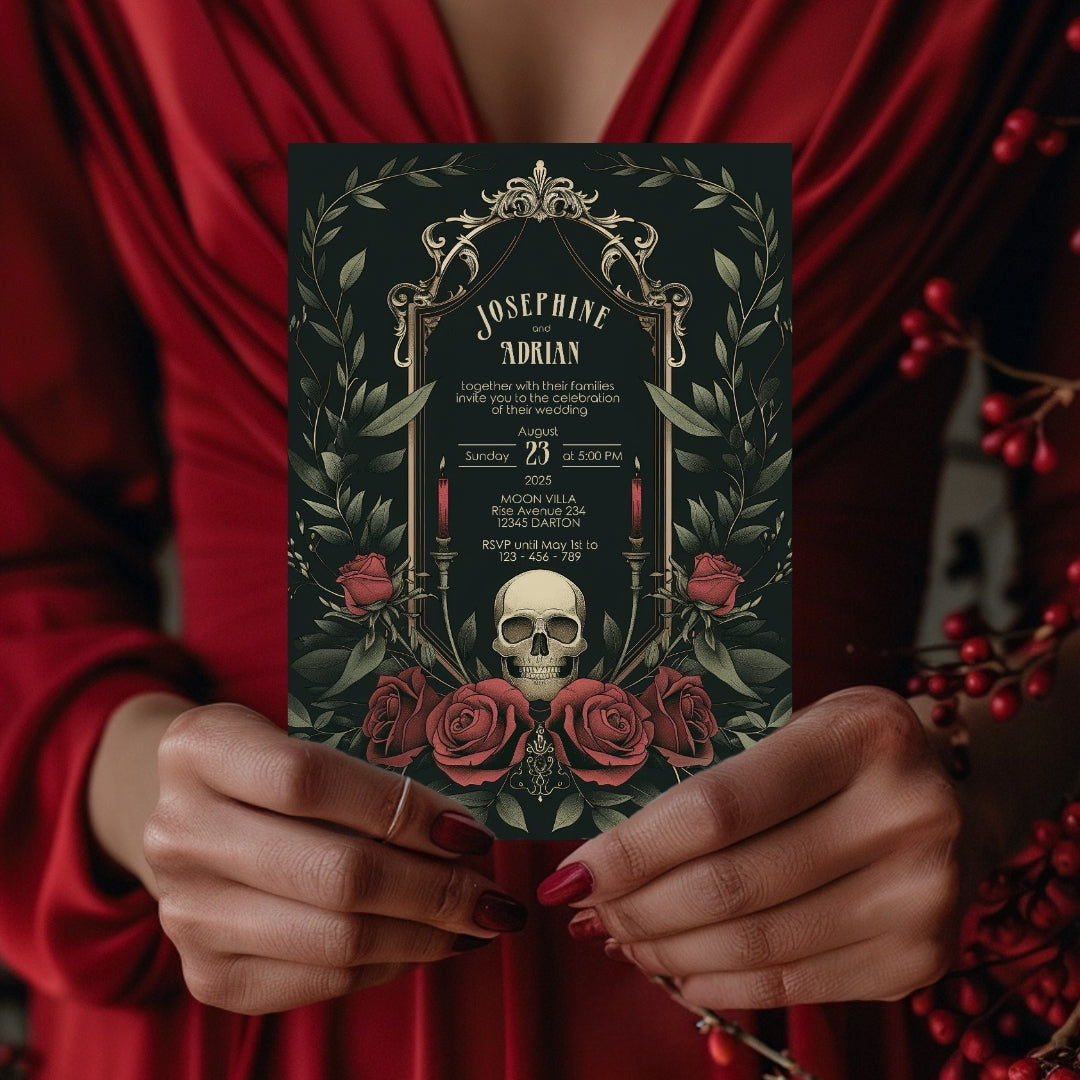 Romantic Skull Wedding Invitation