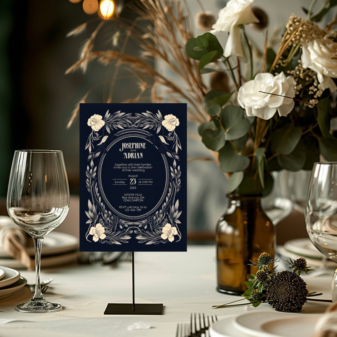 Floral Gothic Frame Wedding Invitation