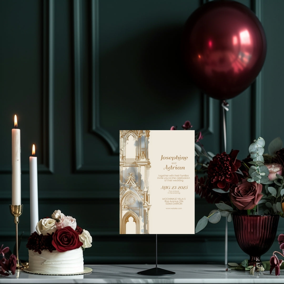 Romantic Gothic Church Ruin Wedding Invitation