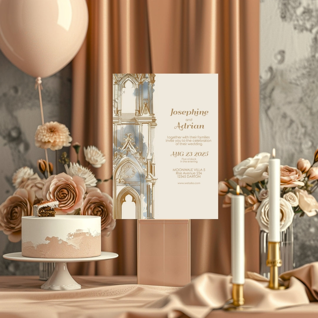 Romantic Gothic Church Ruin Wedding Invitation