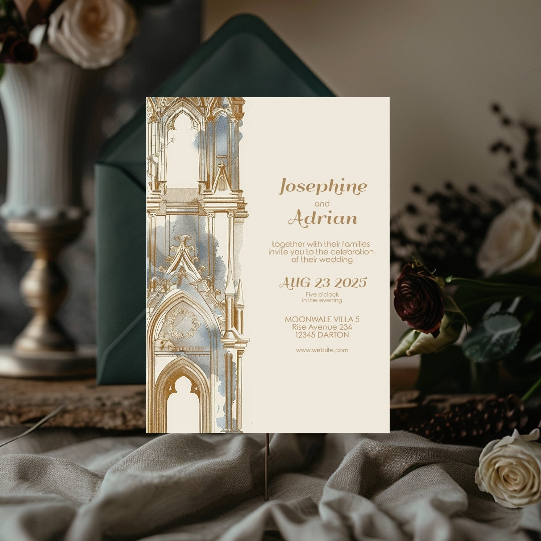 Romantic Gothic Church Ruin Wedding Invitation