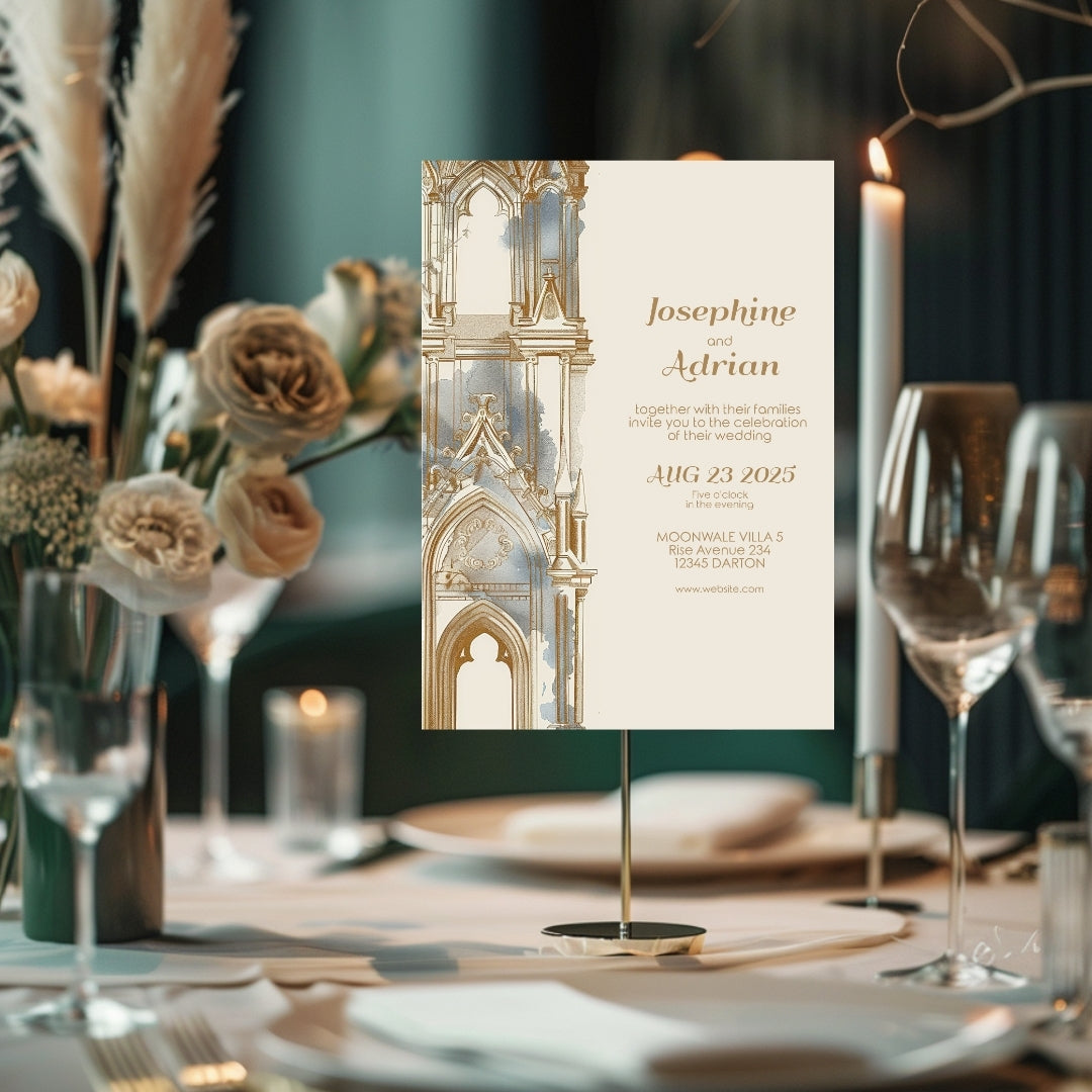 Romantic Gothic Church Ruin Wedding Invitation