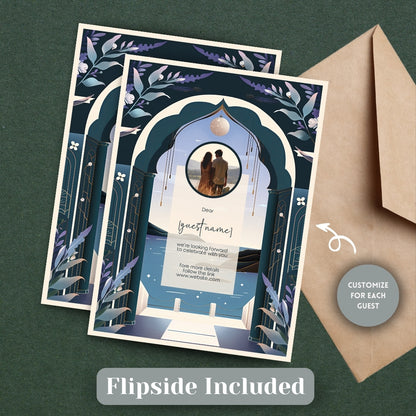 Celestial Santorini Arch Wedding Invitation