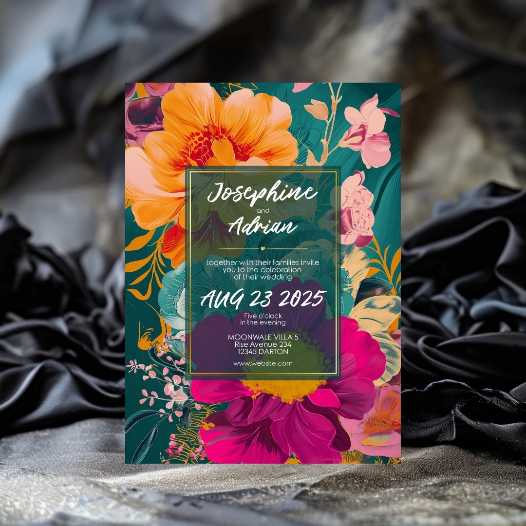 Tropical Teal Minimalist Elegance Wedding Invitation