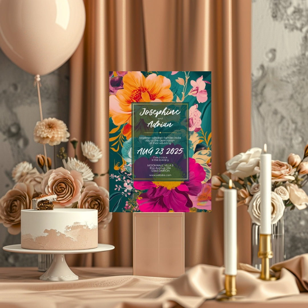 Tropical Teal Minimalist Elegance Wedding Invitation
