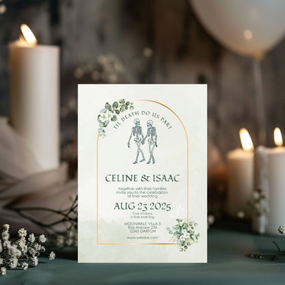 Romantic Gothic Minimalist Wedding Invitation Set - 5x7 Invitation, 4x5 Details, 3.5.x5 RSVP