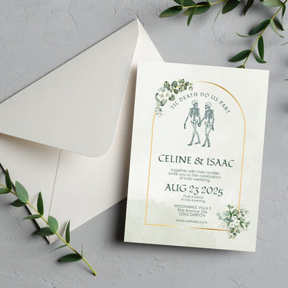 Romantic Gothic Minimalist Wedding Invitation Set - 5x7 Invitation, 4x5 Details, 3.5.x5 RSVP