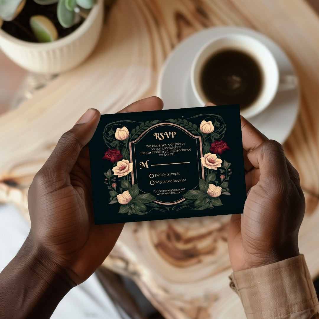 Gothic Botanical Elegance RSVP Card