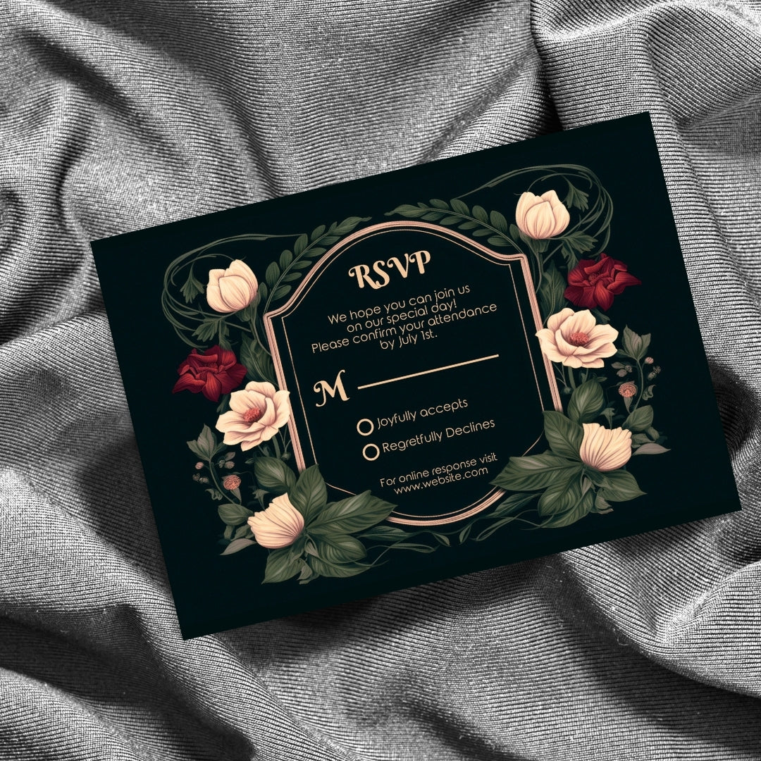 Gothic Botanical Elegance RSVP Card
