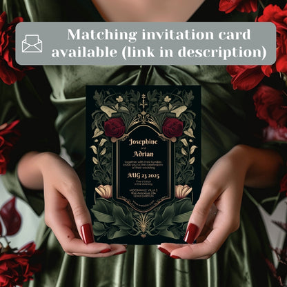 Green Gothic Botanical RSVP Card