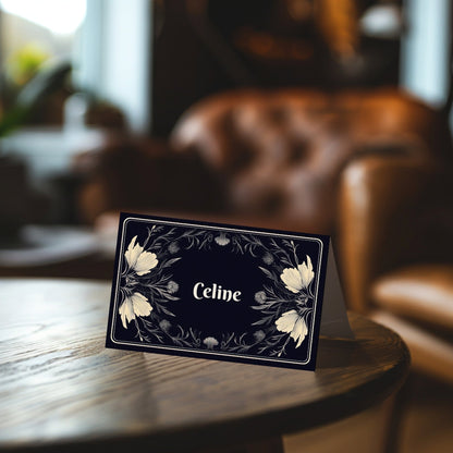 Floral Gothic Place Name Card