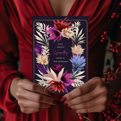 Luxurious Dark Botanical Sympathy Card
