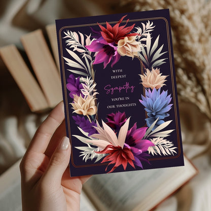 Luxurious Dark Botanical Sympathy Card