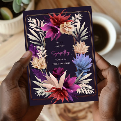 Luxurious Dark Botanical Sympathy Card
