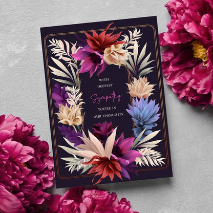 Luxurious Dark Botanical Sympathy Card
