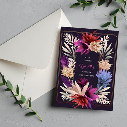 Luxurious Dark Botanical Sympathy Card