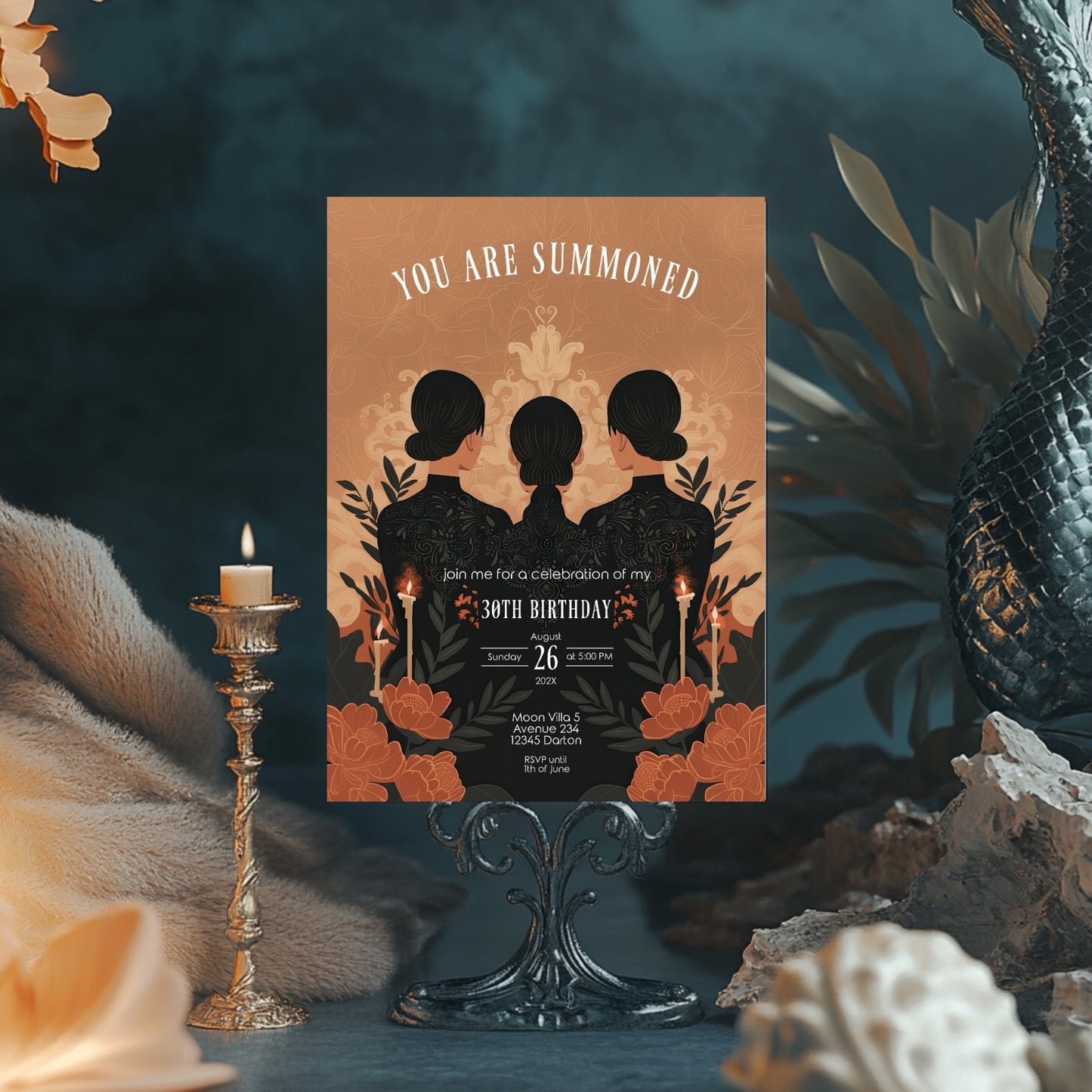 Victorian Gothic Birthday Party Invitation | Witches Calling