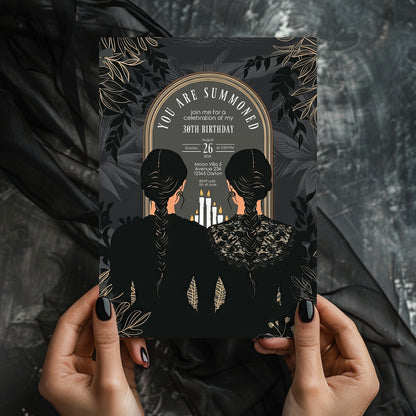 Gothic Witches Sisters Birthday Party Invitation