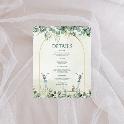 Romantic Gothic Minimalist Wedding Invitation Set - 5x7 Invitation, 4x5 Details, 3.5.x5 RSVP