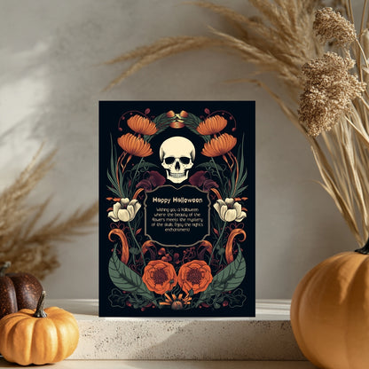 Enchanted Forest Halloween Invitation - Skulls & Butterflies in Art Nouveau Style