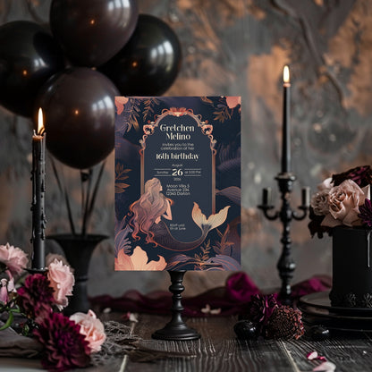 Whimsical Mermaid Birthday Invitation – Blue and Pink