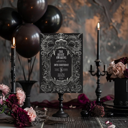 Gothic Dragon Birthday Party Invitation | Mystical Chinese Artistry Blend
