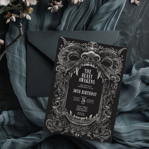 Gothic Dragon Birthday Party Invitation | Mystical Chinese Artistry Blend