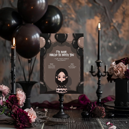 Dark Gothic Girl Birthday Invitation – Macabre Charm