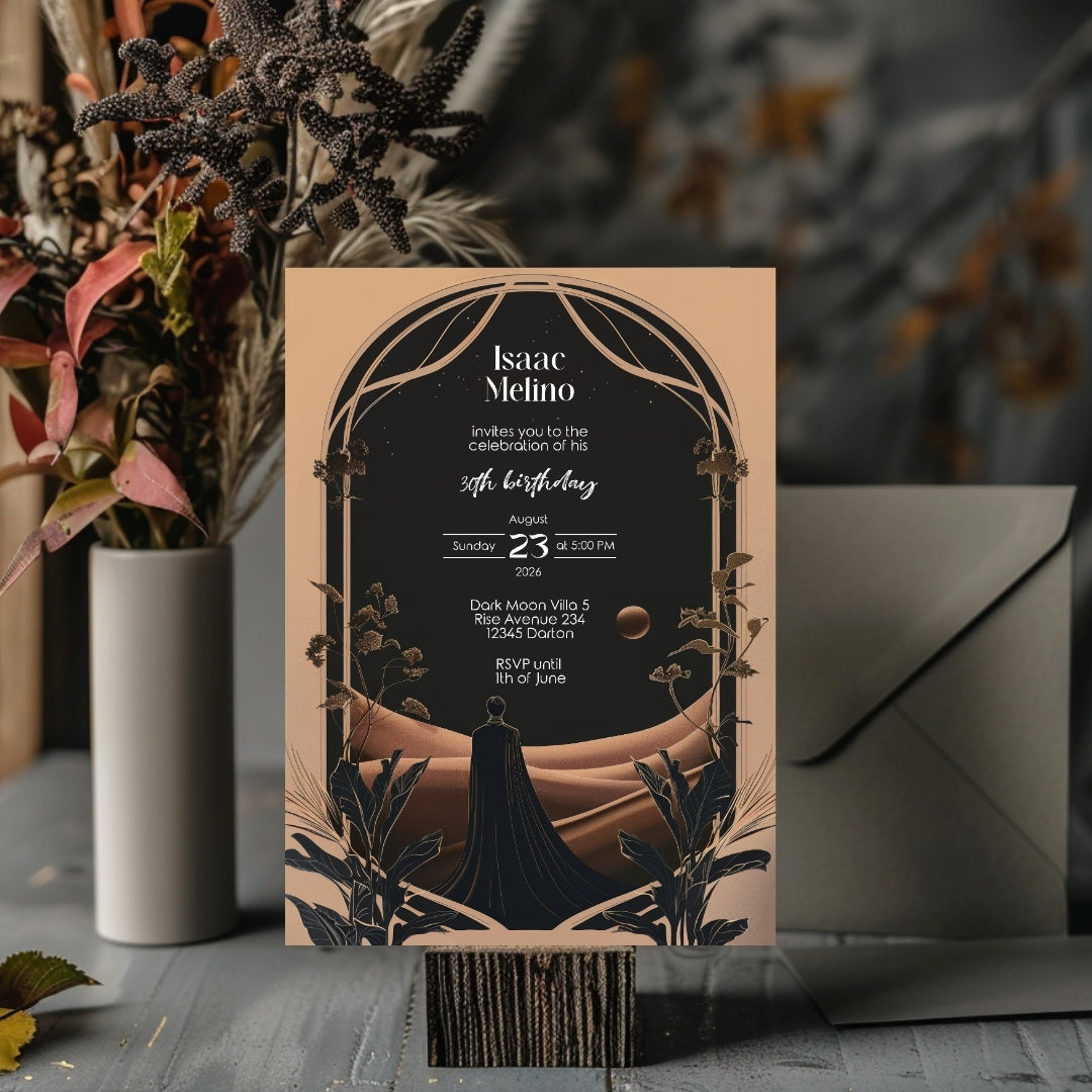 Dark Dune Desert Emperor Birthday Invitation